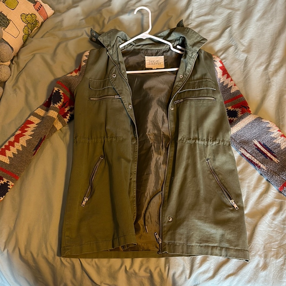 Women’s coat w/ Aztec sleeves